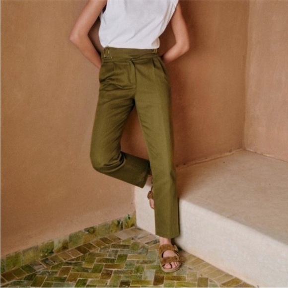 Sezane Khaki Women's Trousers - Picture 1 of 10